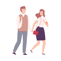 Fototapeta premium Father and His Adult Daughter, Happy Parenthood, Mom and Her Child Having Good Time Together Flat Vector Illustration