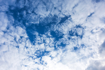 Fototapeta na wymiar Blue sky with white clouds under sunshine