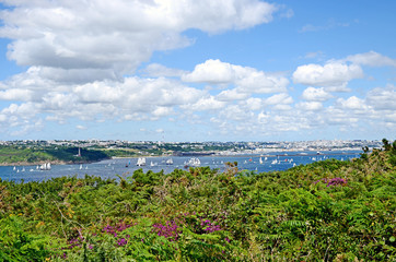 A big sailing race of old sailing boats near Crozon in Brittany, France