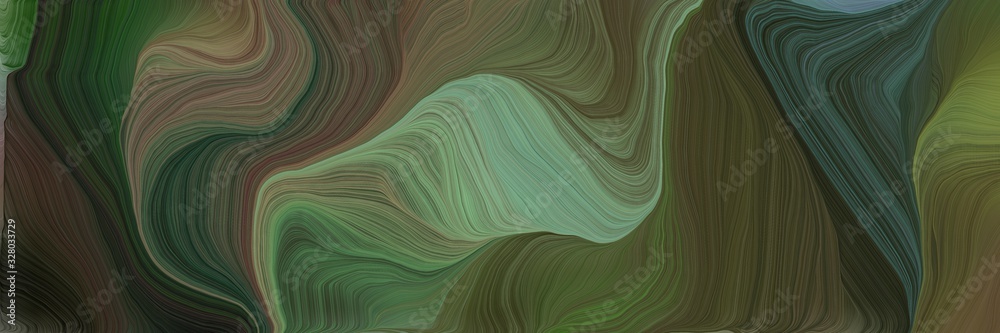 Aufkleber landscape orientation graphic with waves. modern soft swirl waves background design with dark olive 