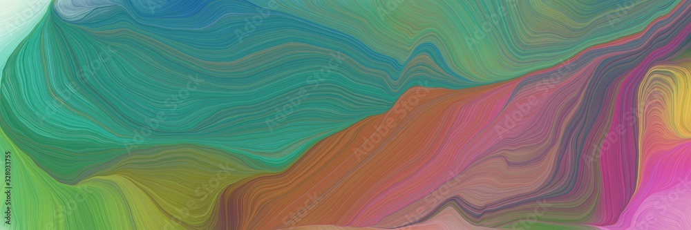 Poster landscape orientation graphic with waves. abstract waves design with dim gray, rosy brown and teal b