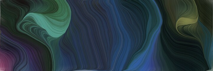 futuristic banner background with very dark blue, teal blue and dim gray color. modern soft swirl waves background illustration