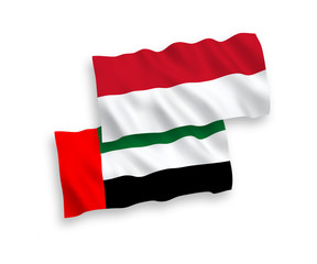 Flags of Indonesia and United Arab Emirates on a white background