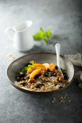 Homemade granola with fresh apricot
