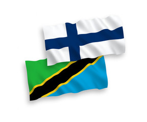 Flags of Finland and Tanzania on a white background