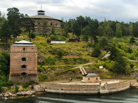 Fredriksborg Fortress towers, fortification in Oxdjupet, the inlet to Stockholm, completed in 1735