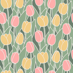 Seamless pattern with tulips