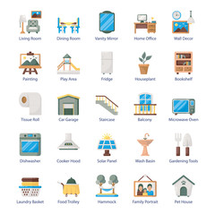  Pack Of Home Interior Flat Icons 