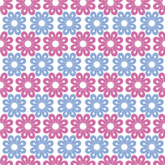Vector pastel pink and blue petal flowers seamless pattern background