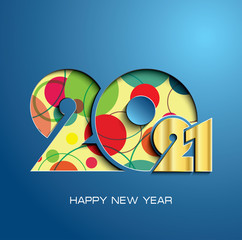 2021 happy new year text design on blue background. Creative design for your greetings card, flyers, invitation, poster, brochure, banner, calendar - obrazy, fototapety, plakaty