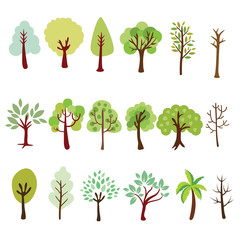 Fototapeta premium Hand drawn tree collection set with a lot of variation