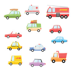 Car icon collection set with classic and vintage art design