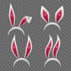 Obraz premium Realistic vector pink rabbit bunny ears set,costume for photo.