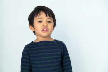 Portrait Asian boy on white background.