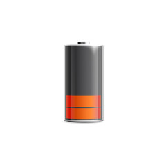Battery mockup with low power level realistic vector illustration isolated.