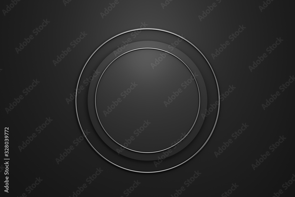 Poster Blank logo frame with modern style on black background. Empty template for design emblem and round shape. 3D rendering.