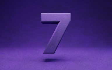 Violet velvet number 7. Indigo color font character.