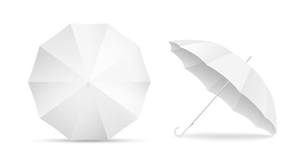 White blank umbrella icon set isolated on white background