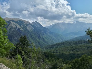 Fototapeta na wymiar Mountains Zelengora and Volujak and canyon of river Sutjeska between them