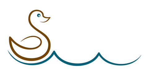 A symbol of a floating duck with blue wave.