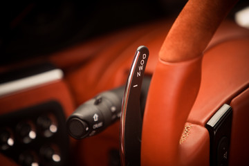 Gear levers in the steering wheel of a modern car