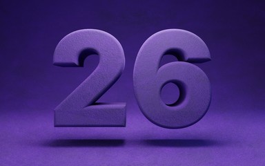 Violet velvet number 26. Indigo color font character.