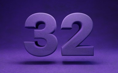 Violet velvet number 32. Indigo color font character.
