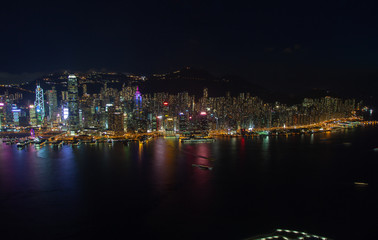 Obraz na płótnie Canvas Cityscape pictorial Wan Chai district in Hong Kong at night