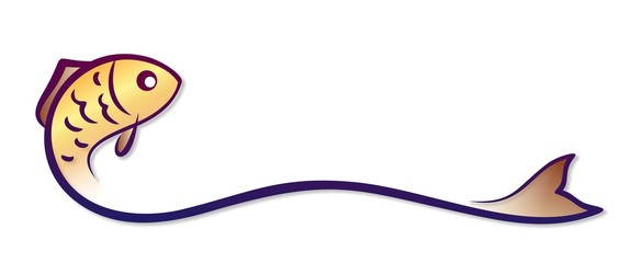 A gold Fish symbol with wave.