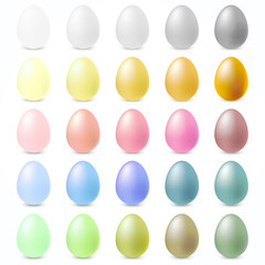 Set of painted colored eggs for Happy Easter. Vector illustration