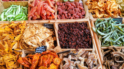Dried fruits for sale.