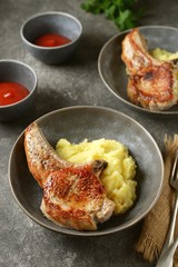 Grilled Pork chop with mashed   potatoes