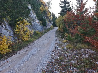 Mountain panorama with city valley in fog
