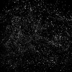 White Grainy Texture Isolated on Black Background. Dust Overlay. Light Coloured Noise Granules. Snow Vector Elements. Digitally Generated Image. Illustration, Eps 10.