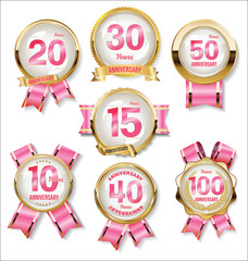 Collection of anniversary golden logotype celebration emblem