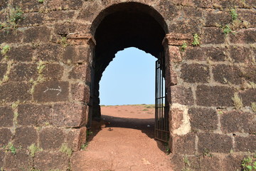 a gate for the entry to the old fort in goa in India