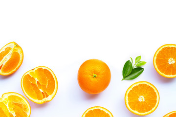 High vitamin C, Juicy and sweet. Fresh orange fruit on white.