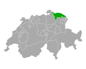 Karte von Thurgau in Schweiz