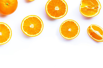 High vitamin C, Juicy and sweet. Fresh orange fruit on white.