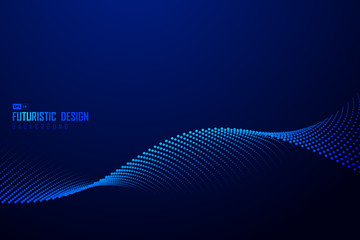 Abstract gradient blue wavy line of particle pattern artwork background. illustration vector eps10