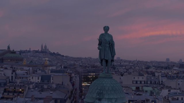 Aerial drone shot of Paris and the column of the Place Vend&ocirc;me