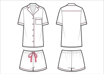 Women s fashion pajamas. White shorts and t-shirt.