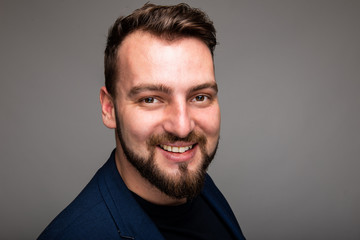 Obraz premium Portrait of business man wearing smart casual clothes smiling