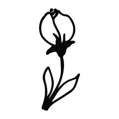 Single doodle flowers. fantasy flower bud in hand-drawn style. vector flower. element for design. Hipster grunge drawings.