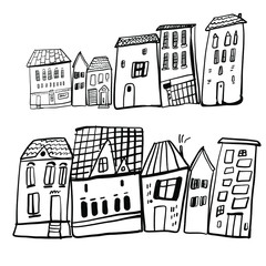 House illustration for your design. Small hand drawn line building drawing