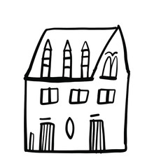 House illustration for your design. Small hand drawn line building drawing
