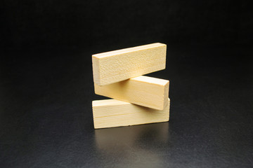 Wood blocks on a black background