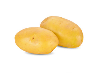 whole unpeeled fresh potato on white background
