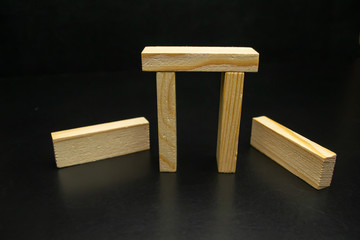  Wooden blocks on a black background