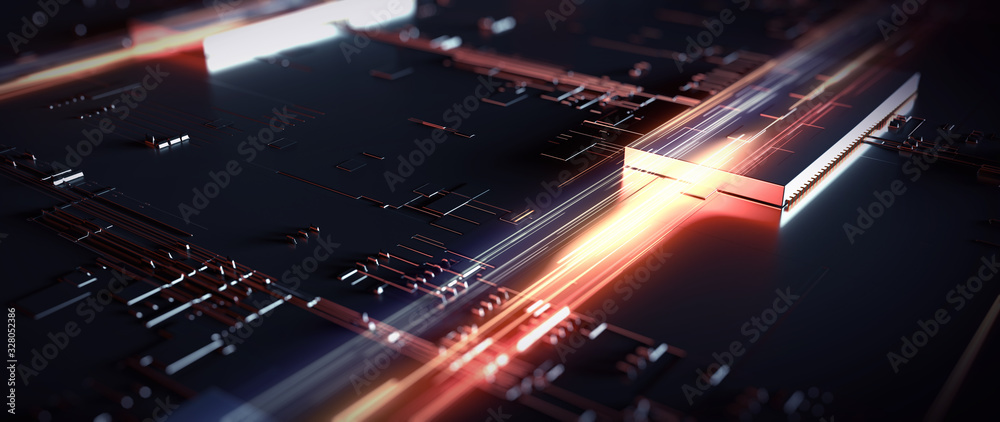 Wall mural printed circuit board futuristic server/abstract background circuit board futuristic server. can be 